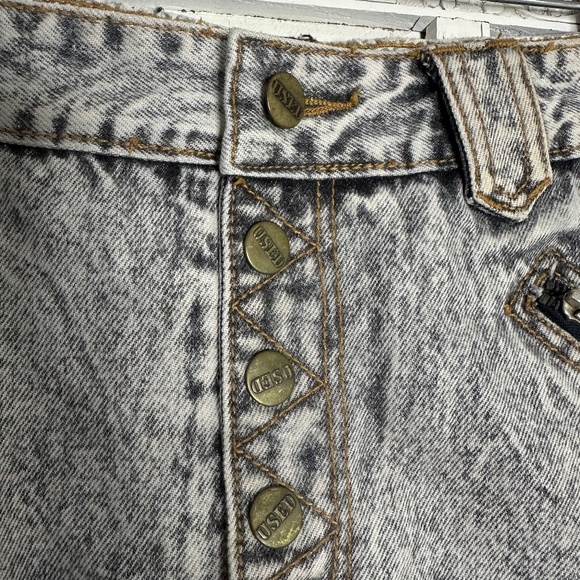 Vintage Get Used By Elie Acid Wash Grunge Denim Midi Skirt Zipper Details Sz S - Picture 4 of 9